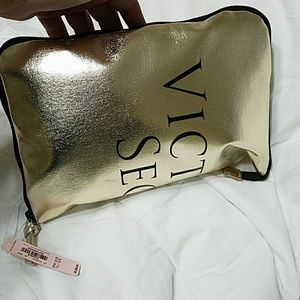 NWT zipper tote Victoria's Secret big Gold Fold up